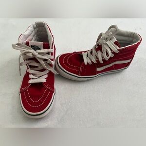 Vans Red and White High-Top Kids Sneakers